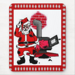 Vintage Santa Claus and a Coal Stove Burner Mouse Mat