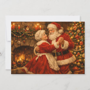 Vintage Santa Claus and Misses Claus Dance Holiday Card