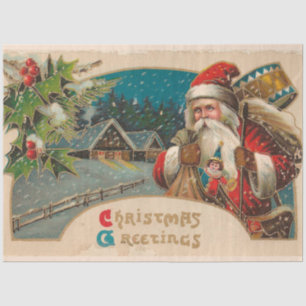 Vintage Santa Claus And Mistletoe Tissue Paper