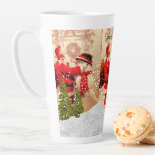 Vintage Santa Claus and Snowman Christmas  Latte M Mug