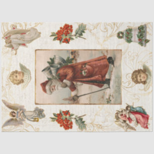 Vintage Santa Claus Angels Christmas Decoupage Tissue Paper
