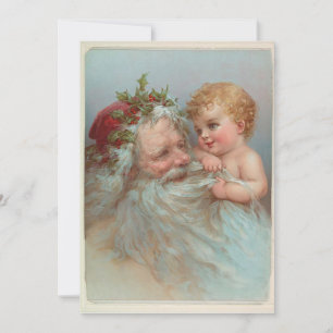 Vintage Santa Claus Baby Child Christmas Holiday Card
