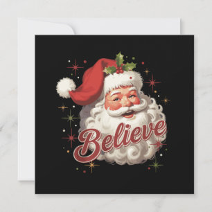 Vintage Santa Claus Believe Christmas  Holiday Card