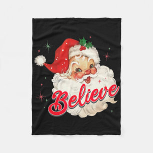 Vintage Santa Claus Believe Christmas Women Boys G Fleece Blanket