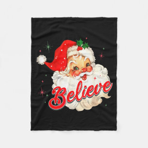Vintage Santa Claus Believe Christmas Women Boys G Fleece Blanket