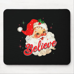 Vintage Santa Claus Believe Christmas Women Boys G Mouse Mat