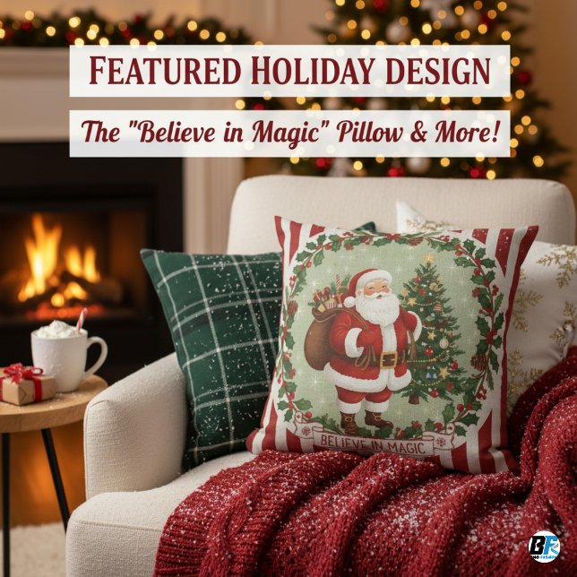 Vintage Santa Claus "Believe in Magic" Christmas Cushion (Creator Uploaded)