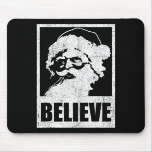 Vintage Santa Claus Believe Retro Christmas In Jul Mouse Mat