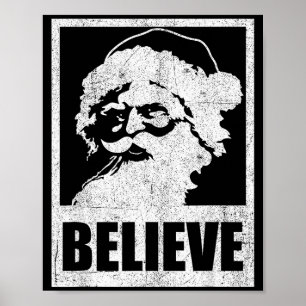 Vintage Santa Claus Believe Retro Christmas In Jul Poster