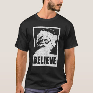 Vintage Santa Claus BELIEVE Retro Christmas in Jul T-Shirt