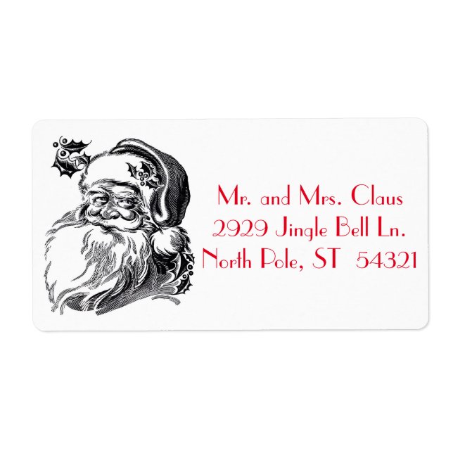 Vintage Santa Claus Black White Red Christmas (Front)