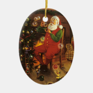Vintage Santa Claus Blowing Bubbles Ornament