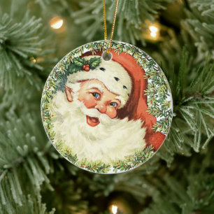 Vintage Santa Claus Ceramic Tree Decoration