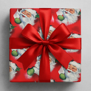 Vintage Santa Claus Checking Christmas List Wrapping Paper