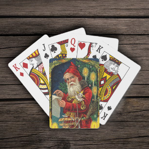 Vintage Santa Claus Checking List Playing Cards