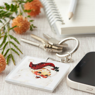 Vintage Santa Claus: Cheerful Holiday Charm Key Ring
