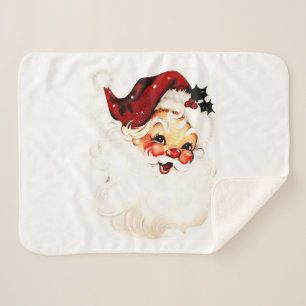 Vintage Santa Claus: Cheerful Holiday Charm Sherpa Blanket