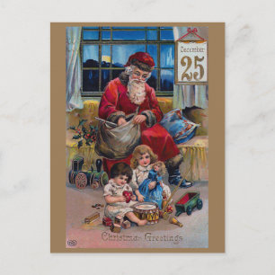 Vintage Santa Claus, Children and Gifts Postcard