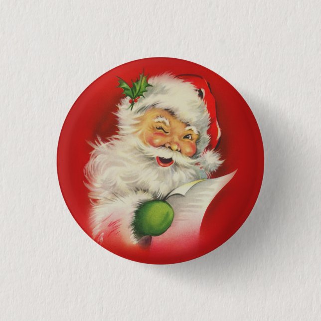 Vintage Santa Claus Christmas 3 Cm Round Badge (Front)