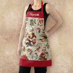 Vintage Santa Claus Christmas  Apron<br><div class="desc">Festive Vintage Christmas apron decorated with old fashioned Chirstmas pattern! Personalise it for a fun 
Christmas holiday gift. Designed for you by Blackberry Boulevard.</div>
