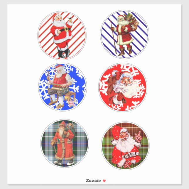 Vintage Santa claus Christmas Art Circles collage  (Sheet)