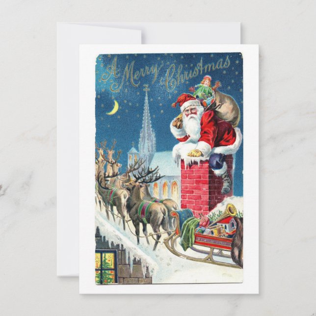 Vintage Santa Claus Christmas Card with Envelope (Front)