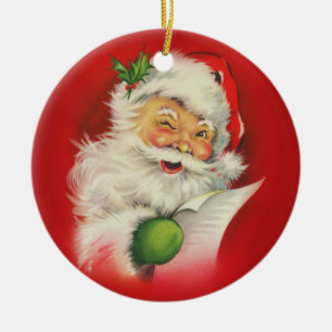 Vintage Santa Claus Christmas Ceramic Tree Decoration