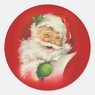 Vintage Santa Claus Christmas Classic Round Sticker