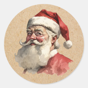 Vintage Santa Claus Christmas Classic Round Sticker
