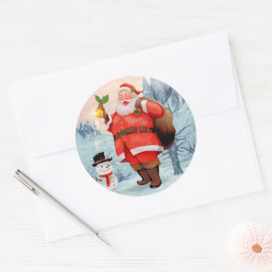 Vintage Santa Claus Christmas Classic Round Sticker