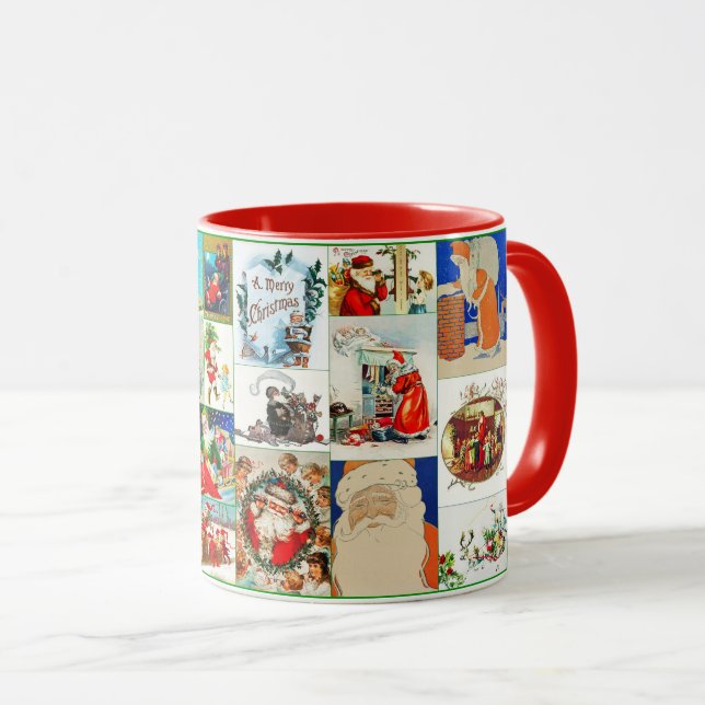 Vintage Santa Claus Christmas Collage Mug (Front Right)