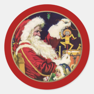 Vintage Santa Claus Christmas Gift  Classic Round Sticker