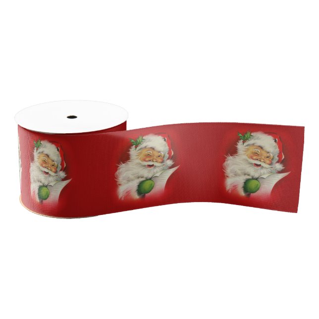 Vintage Santa Claus Christmas Grosgrain Ribbon (Spool)