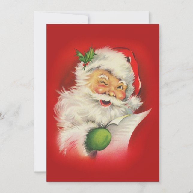 Vintage Santa Claus Christmas Holiday Card (Front)