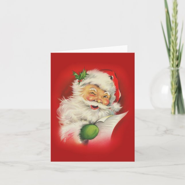 Vintage Santa Claus Christmas Holiday Card (Front)