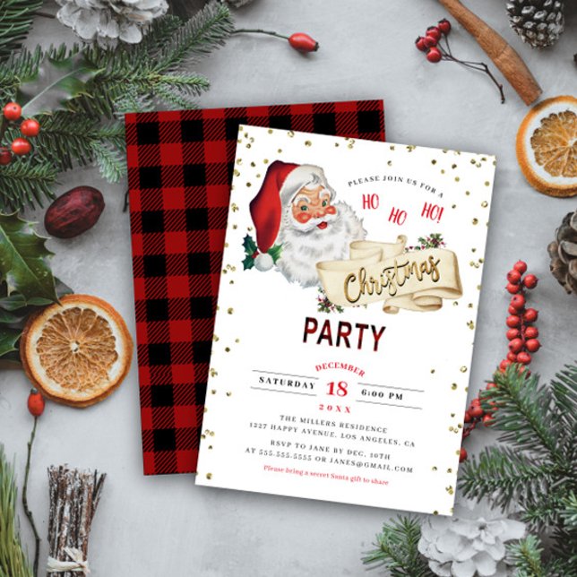 Vintage Santa Claus Christmas Holiday Party Invitation (Creator Uploaded)