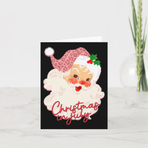 Vintage Santa Claus Christmas In July Pink Summer Card