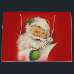 Vintage Santa Claus Christmas Large Gift Bag<br><div class="desc">Original cute vintage holiday Santa Claus victorian illustration on dark red background.</div>