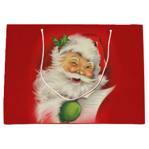 Vintage Santa Claus Christmas Large Gift Bag