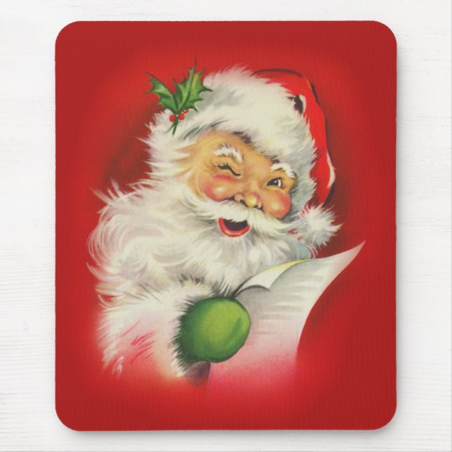 Vintage Santa Claus Christmas Mouse Mat (Front)