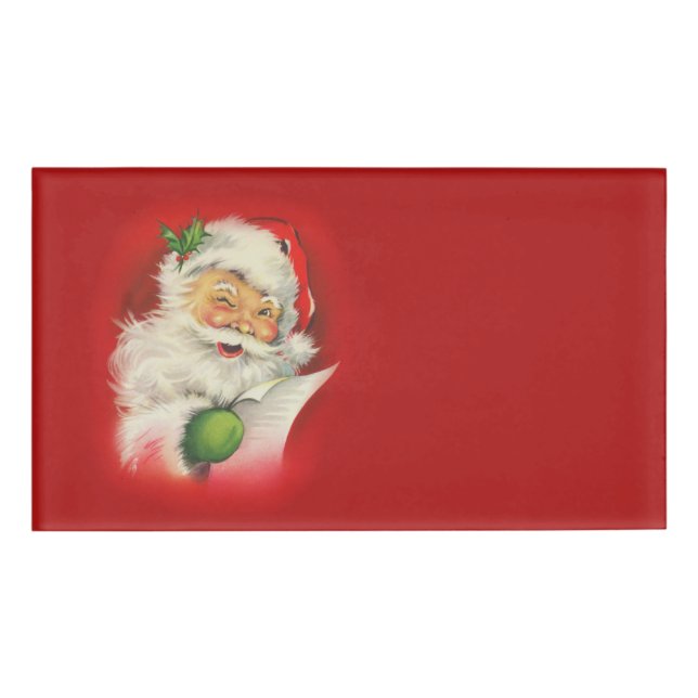 Vintage Santa Claus Christmas Name Tag (Front)