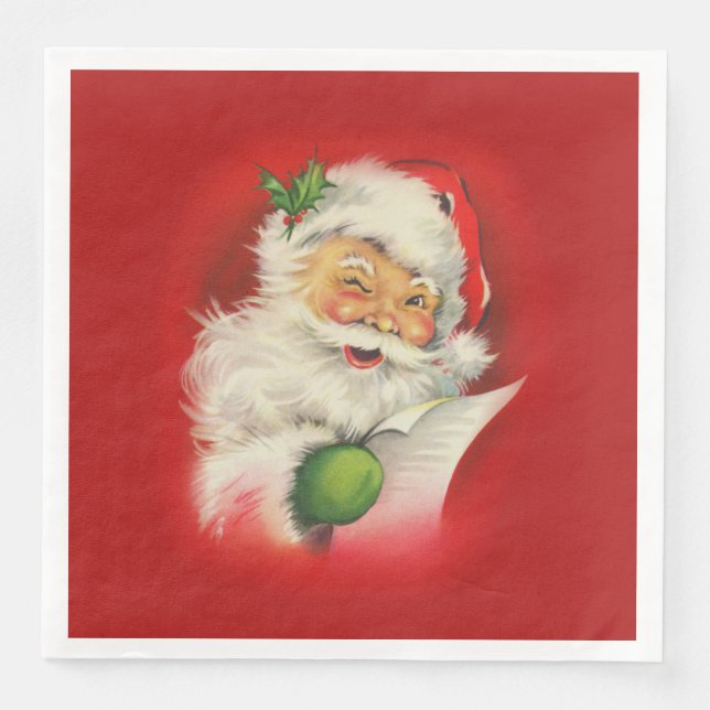 Vintage Santa Claus Christmas Napkin (Front)
