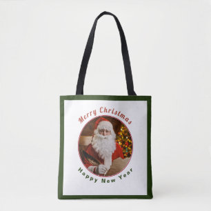 Vintage Santa Claus Christmas New Year Personalise Tote Bag
