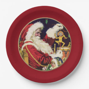 Vintage Santa Claus Christmas Paper Plate