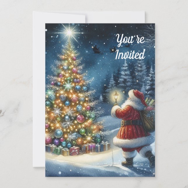 Vintage Santa Claus Christmas Party  Invitation (Front)