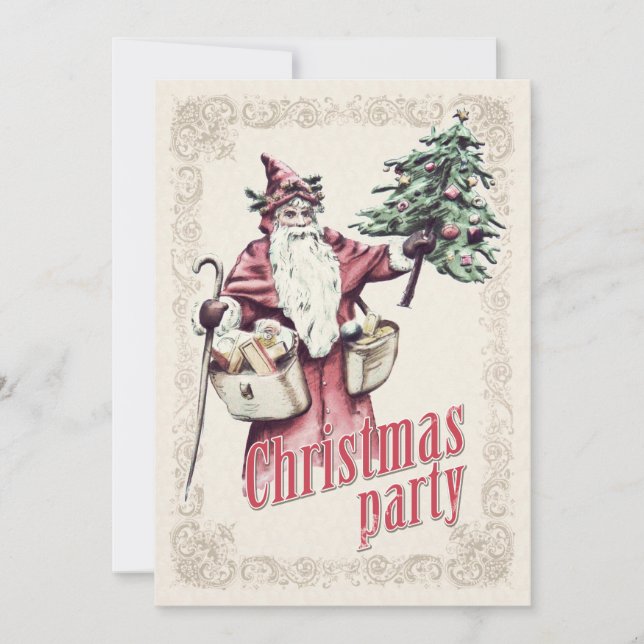Vintage Santa Claus Christmas Party invitation (Front)