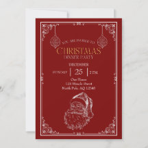 Vintage Santa Claus Christmas Party, Red & White