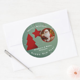 Vintage Santa Claus Christmas Personalize Classic Round Sticker