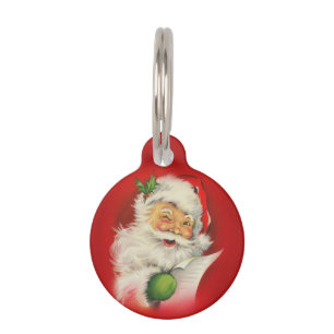 Vintage Santa Claus Christmas Pet Tag