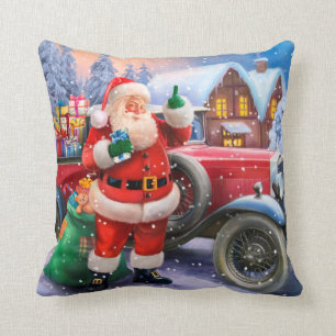 Vintage Santa claus christmas pillow